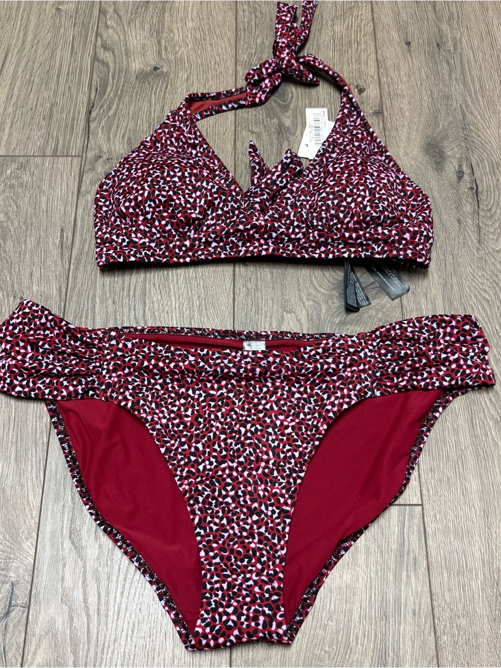 Red leopard print xl bikini set nwt